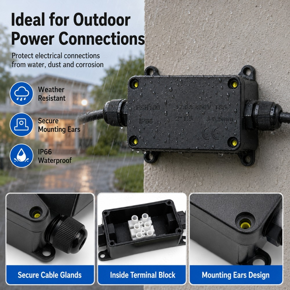 Outdoor Power Cable Junction Box - IP66 Waterproof Cable Junction Box 2