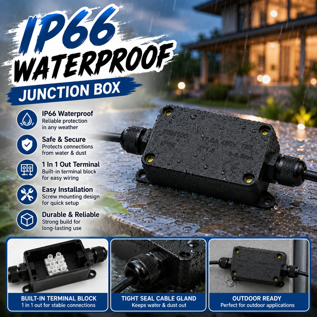IP66 Waterproof Wire Junction  - Outdoor Power Cable Junction Box 리뷰 및 가격