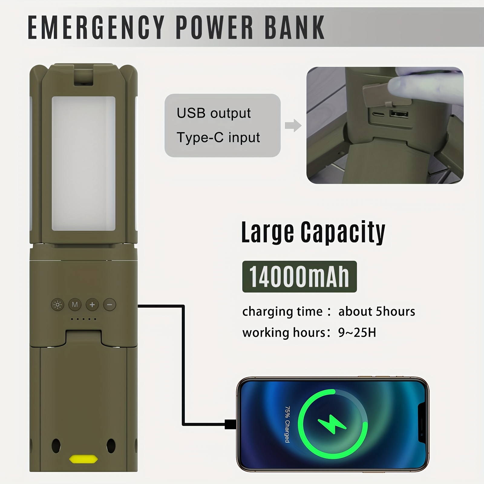 Camping Lantern, 14000mAh Rech - Outdoor Power For Lights 리뷰 및 가격