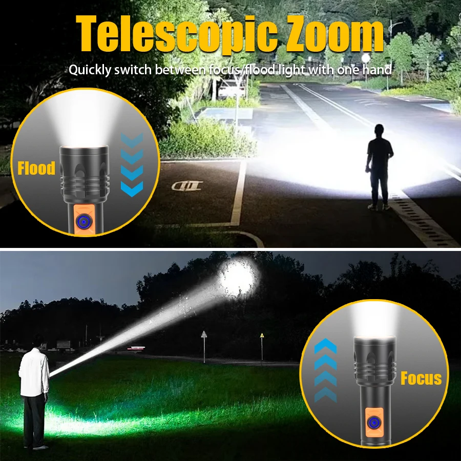 High Power LED Flashlight USB  - Outdoor Power For Lights 리뷰 및 가격