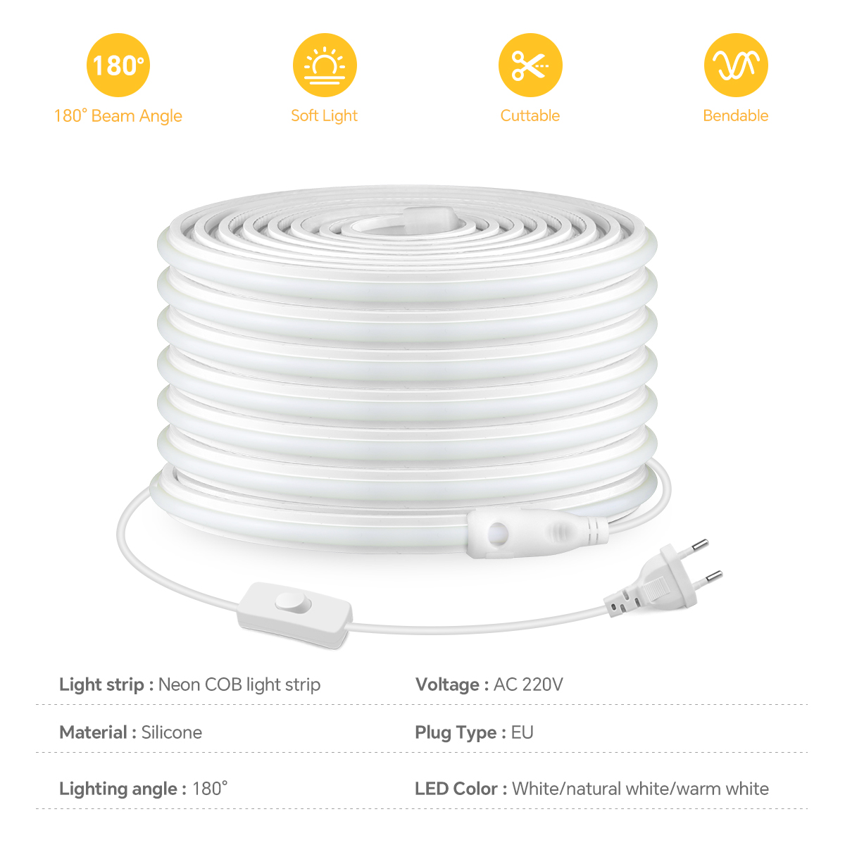 220V COB Led Strip High Densit - Outdoor Power Port 리뷰 및 가격