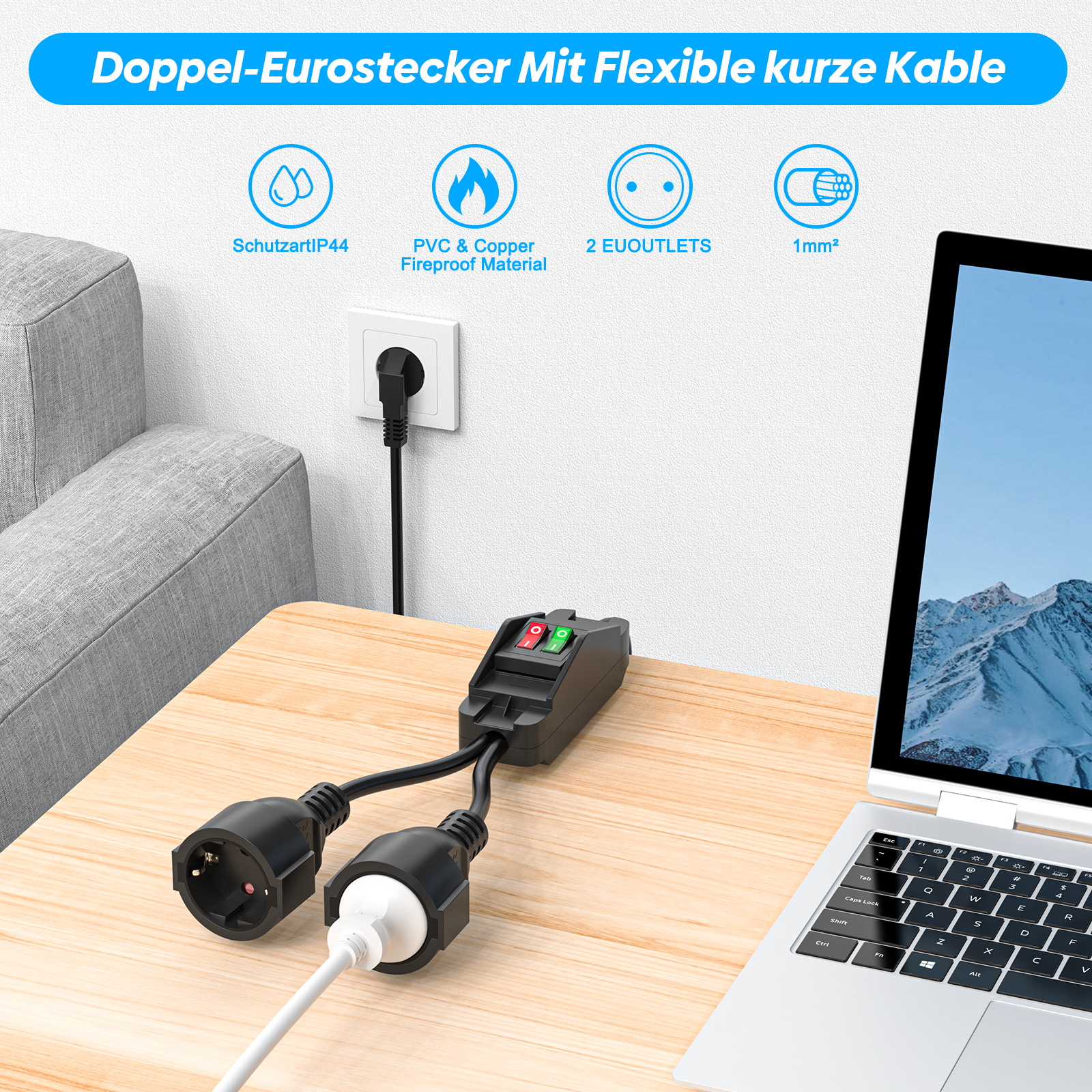 EU Plug Extension Cord with ON - Outdoor Power Outlet Extension 리뷰 및 가격