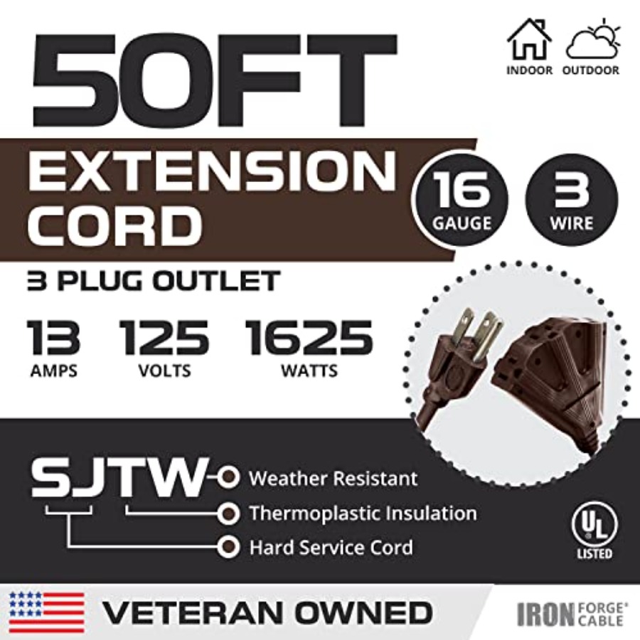 50Feet Outdoor Extension Cord  - Outdoor Power Outlet Extension 리뷰 및 가격