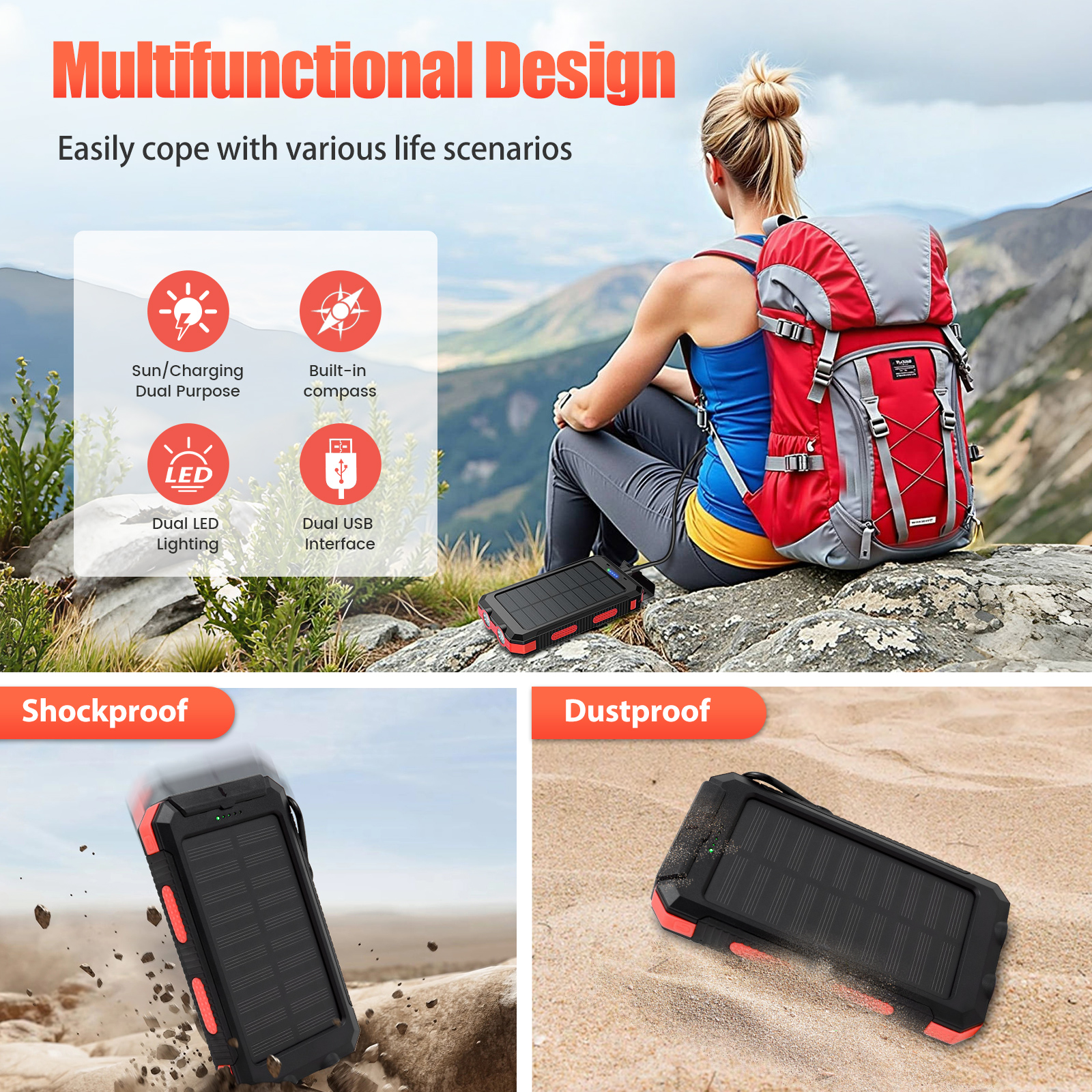 10000mAh Solar Power Bank Port - Outdoor Power Port 리뷰 및 가격