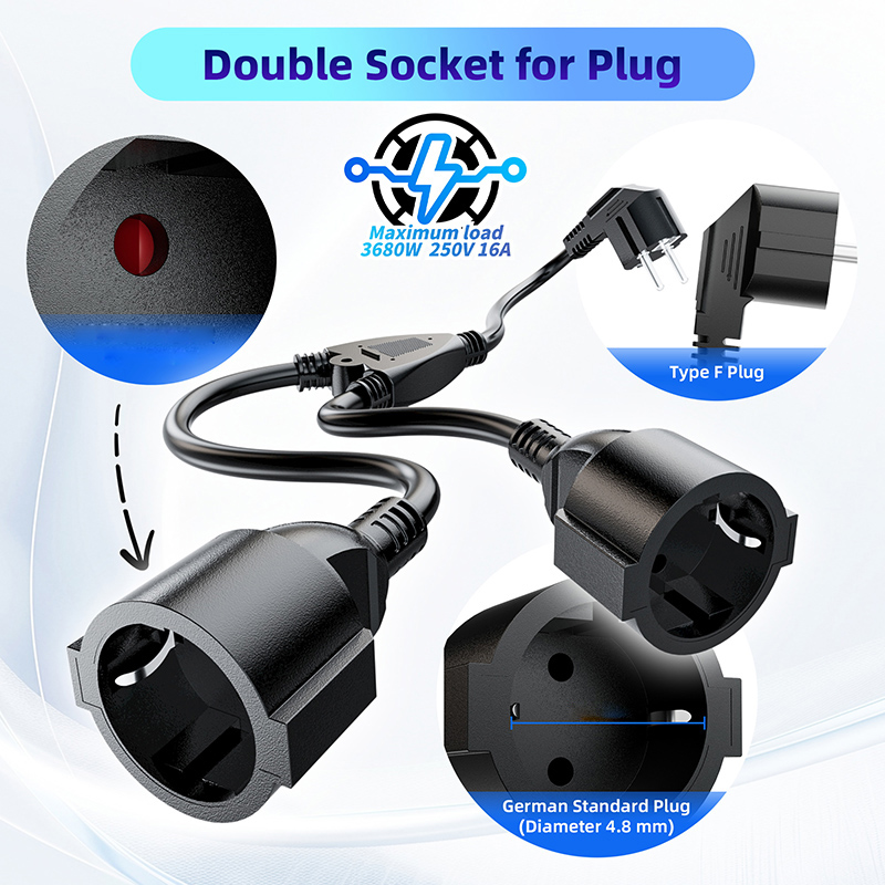 EU Power Splitter Cord 1X2 Eur - Outdoor Power Outlet Extension 리뷰 및 가격